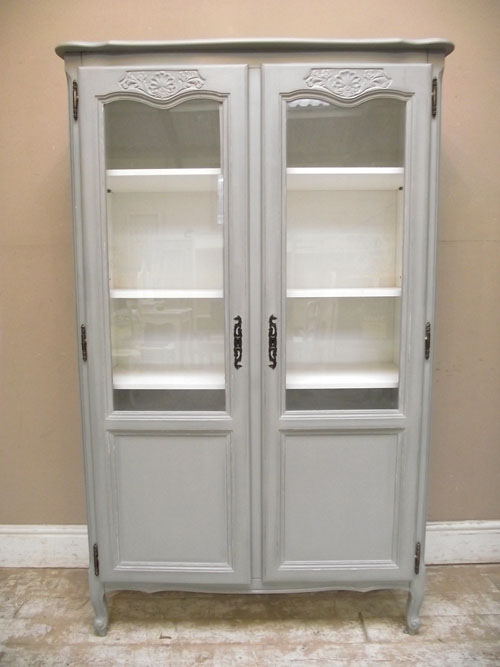 grey / blue French Provencal display cabinet